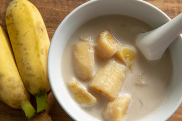 Thai Banana in Coconut Milk. Traditional dessert of  Thailand.