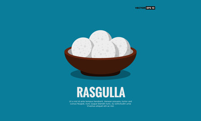 Rasgulla Indian Sweet Dessert Vector Illustration