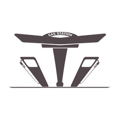 Gas station symbol icon with flat color style design. Vector illustration.