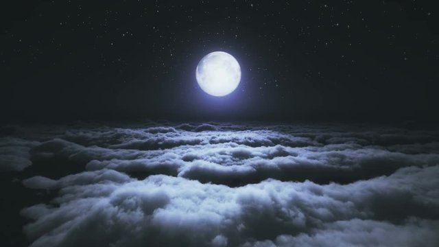 above clouds full moon