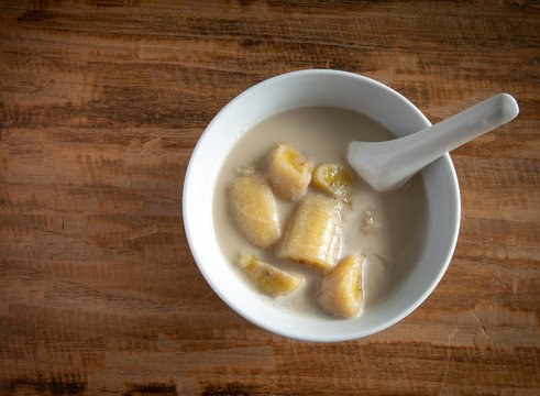 Thai Banana in Coconut Milk. Traditional dessert of  Thailand.