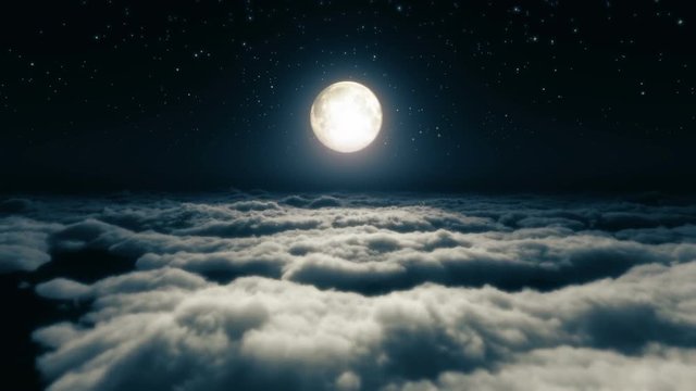 above clouds full moon