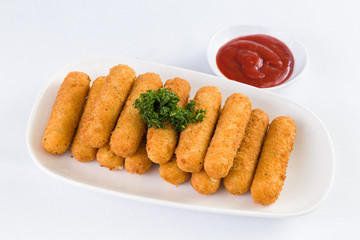 Deep Fried Mozzarella Cheese Sticks with  Ketchup