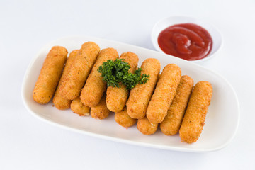 Deep Fried Mozzarella Cheese Sticks with  Ketchup