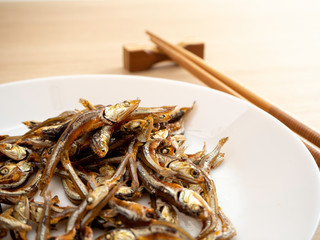 Japanese healthy food. Iriko fish.