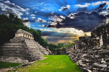 Mayan Ruins Palenque, Mexico - obrazy, fototapety, plakaty