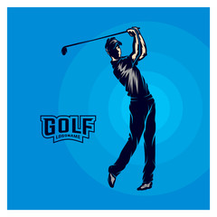 Golf player VECTOR. Silhouette of a golf player. Vector illustration