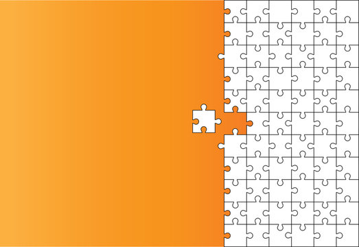 Vector Abstract colorful background made from orange puzzle pieces and place for your content.