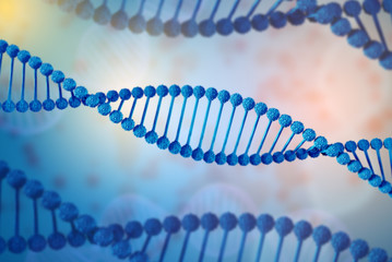 Illustration of DNA molecule. The helical molecule in the environment of the organism. Genetically modified