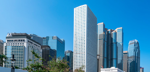 Fototapeta na wymiar Commercial buildings in Hongkong are low angle, China,