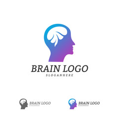 Brain Head Logo Vector Template. Man head. People symbols. Mind Logo Concepts