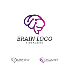 Brain Tech Logo Vector Template. Tech Brain Mind Logo Concepts