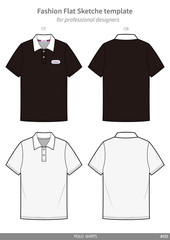 POLO SHIRTS fashion flat technical drawing template