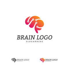 Brain Tech Logo Vector Template. Tech Brain Mind Logo Concepts