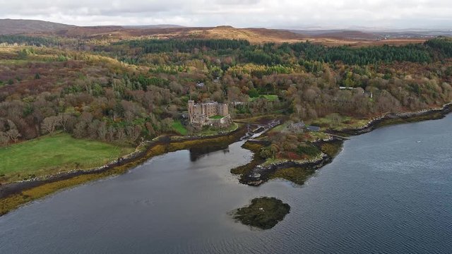 Sunset in autumn at Dunvegan Castle, Isle of Skye