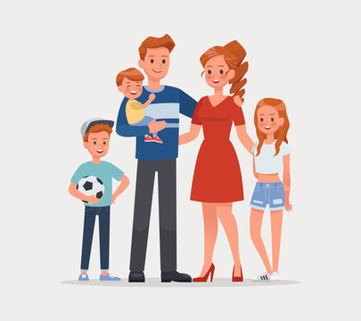 Happy family father mother and child character vector design