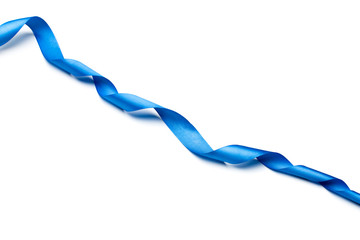 blue satin ribbon isolated on white backgroun