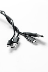 bundle of USB-A and micro usb wires