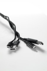 bundle of USB-A and micro usb wires