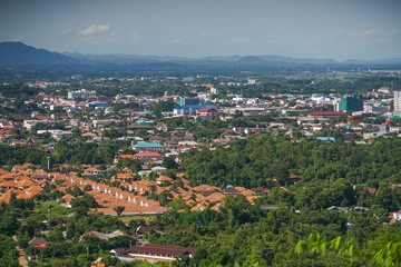 Sunshine day in Chiang Rai, Thailand downtown city skyline