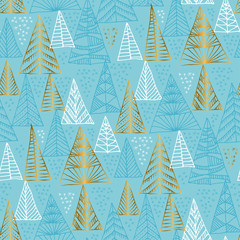 Stylized Christmas tree silhouettes seamless pattern