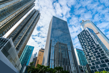 Commercial buildings in Hongkong are low angle, China,