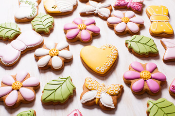 Fototapeta na wymiar Sweet holiday gingerbreads for girl birth day