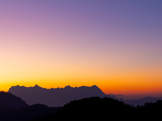 Obraz premium colorful of sky in the evening or morning at famous mountain in Thailand