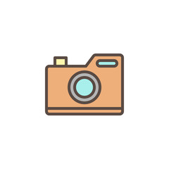 Photo camera filled outline icon, line vector sign, linear colorful pictogram isolated on white. Camera symbol, logo illustration. Pixel perfect vector graphics