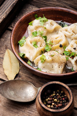 Ukrainian pelmeni on plate