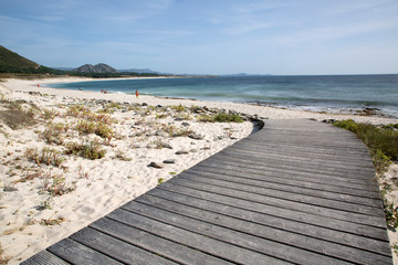 Fototapeta premium Footpath at Larino Beach, Coruna
