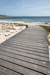Fototapeta premium Footpath at Larino Beach, Coruna; Galicia