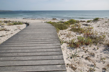 Fototapeta na wymiar Footpath at Larino Beach, Coruna; Galicia