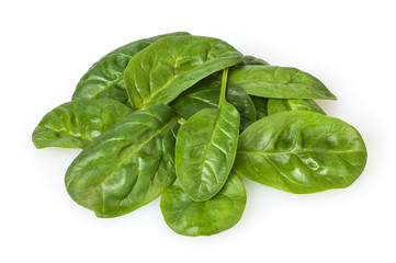 Spinach leafs isolated on white background
