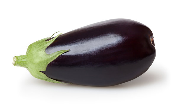 Fresh eggplant isolated on white background with clipping path