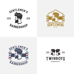 Set of barber shop logo design template inspiration