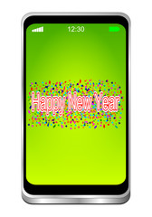 Smartphone with Happy New Year - 3D illustration