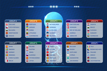 Groupes table, draw results, vector illustration