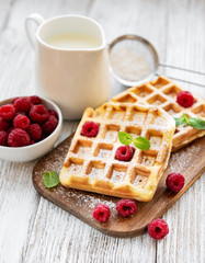 Homemade waffles with berries