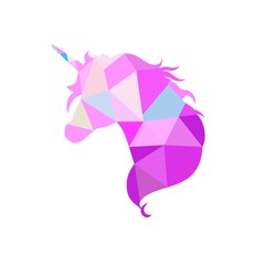 Magic Unicorn silhouette collection in low poly style