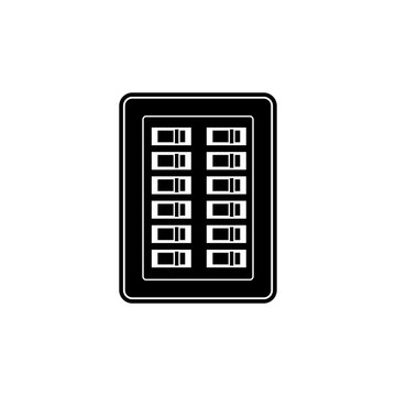 Electrical breaker box silhouette icon. Clipart image isolated on white background