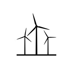 Windmill farm silhouette icon. Clipart image isolated on white background
