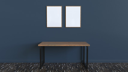 Two blank white posters in frame on the wall