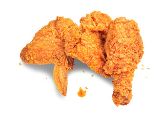 Chicken fried isolated on white background. Fast food. ( Clipping path )