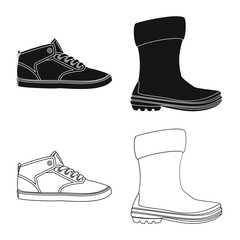 Isolated object of shoe and footwear icon. Collection of shoe and foot stock vector illustration.