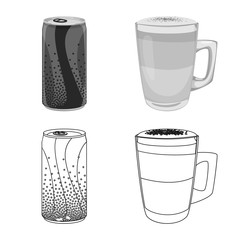 Vector illustration of drink and bar icon. Collection of drink and party vector icon for stock.