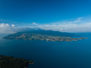 Fototapeta na wymiar Aerial view of Corfu Greece (Greek island) taken from South Albania