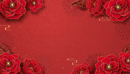 Luxury peony frame background © Rolling Stones