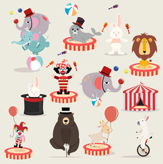 Lovely circus characters festival set © focus_bell