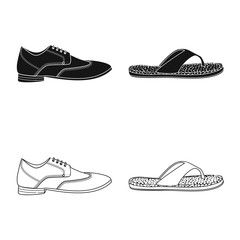 Vector illustration of shoe and footwear icon. Collection of shoe and foot stock vector illustration.